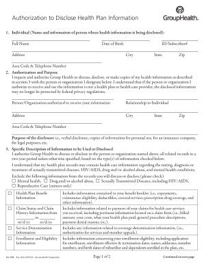 Authorization to Disclose Health Plan Information