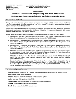 Interim Final FORM 2 Total Coliform Sample Siting Plan - elibrary dep state pa