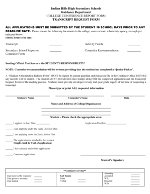 College Transcript Request Form