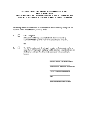 Internet Safety Certification for Applicant