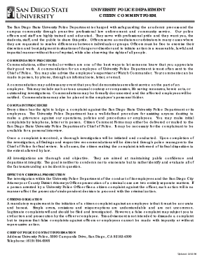 San Diego State University Police Citizen Comment Form