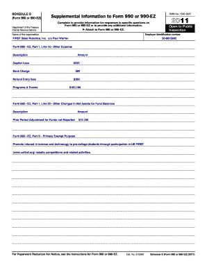 Schedule O Form 990 or 990-EZ