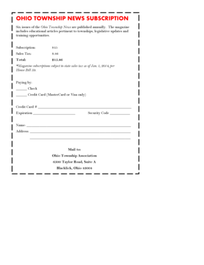 Ohio Township News Subscription Form