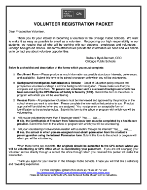 Chicago Public Schools Volunteer Registration Packet