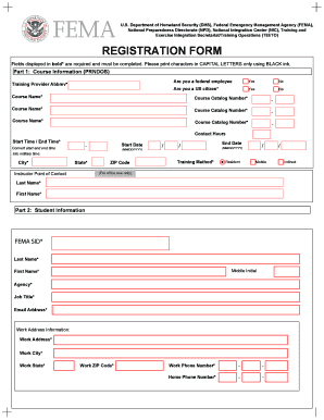 FEMA Training Registration Form