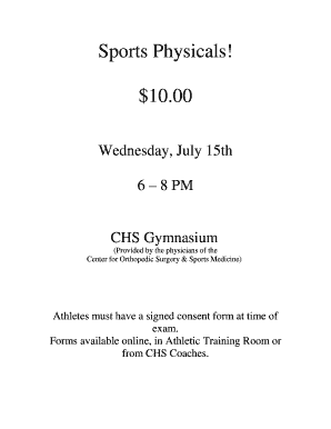 Sports Physical Consent Form