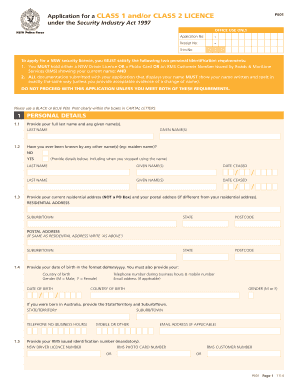 NSW Security Licence Application Form P601