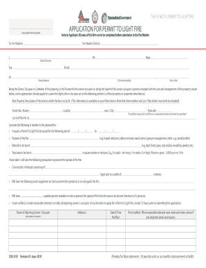 Application for Permit to Light Fire