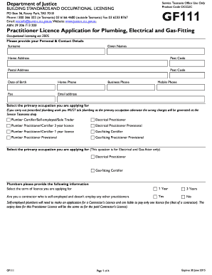 Tasmania Practitioner Licence Application