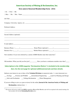 ASMR Membership Application Form