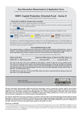 HDFC Capital Protection Fund Application Form