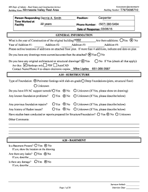 Minnesota Real Estate and Construction Service Assessment Questionnaire