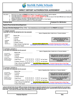 Direct Deposit Authorization Agreement