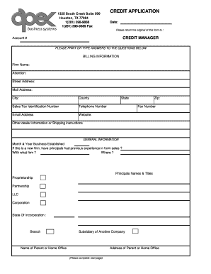 Credit Application Form