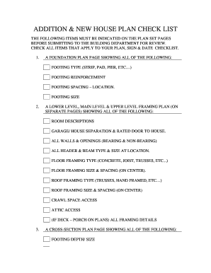 Addition and New House Plan Checklist