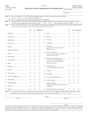 USDA Request for Environmental Information Form