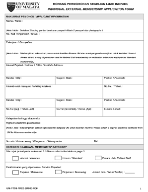 University of Malaya Library External Membership Application Form