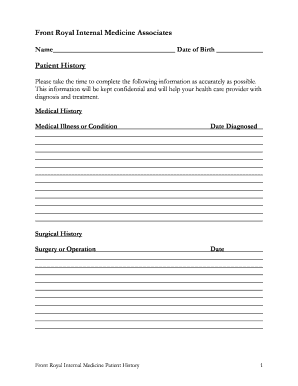 Patient Medical History Form