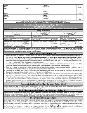 Morris School District Universal Sign-Off Form