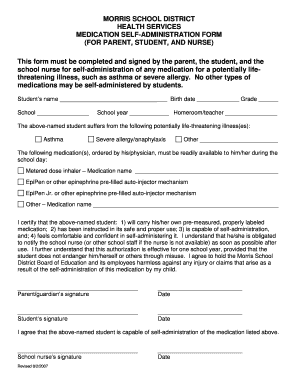 Medication Self-Administration Form