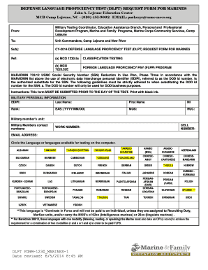 Defense Language Proficiency Test Request Form for Marines