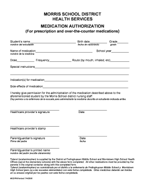 Medication Authorization Form