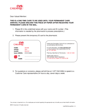 Temporary Prescription Card