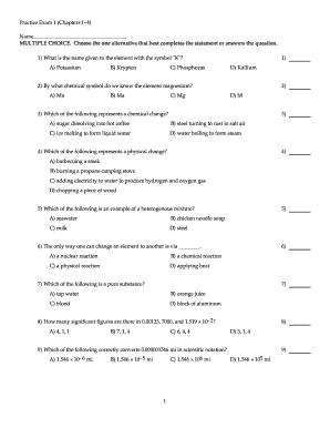 Chemistry Practice Exam