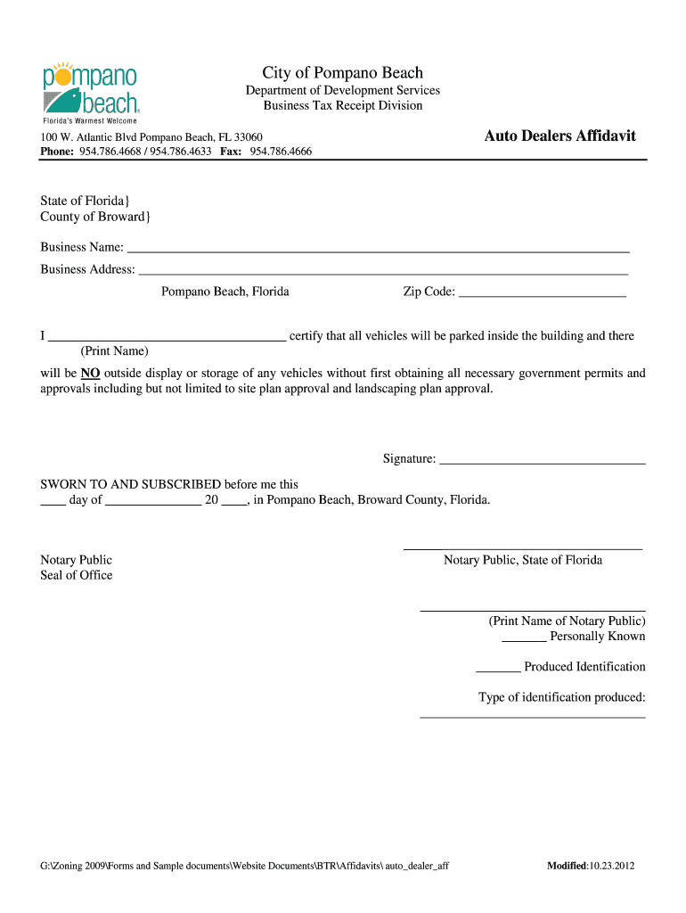 Fillable Online Auto Dealers Affidavit Fax Email Print pdfFiller