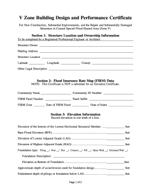 V Zone Building Design and Performance Certificate