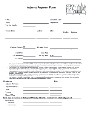 University Adjunct Professor Contract
