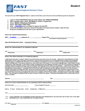 Texas Board of Nursing FAST Fingerprint Pass