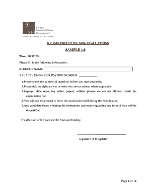 S P Jain Executive MBA Evaluations