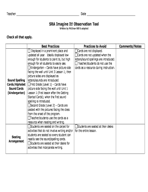 SRA Imagine It Observation Tool
