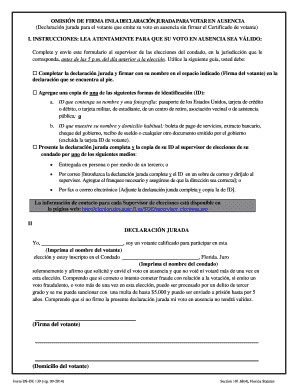 OMISIÓN DE FIRMA EN LA DECLARACIÓN JURADA PARA VOTAR EN AUSENCIA