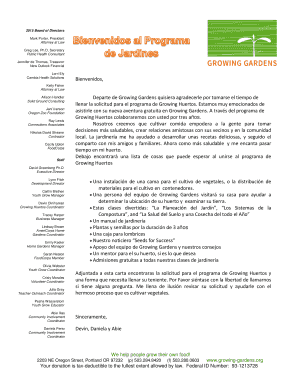 Solicitud para el programa de Growing Huertos