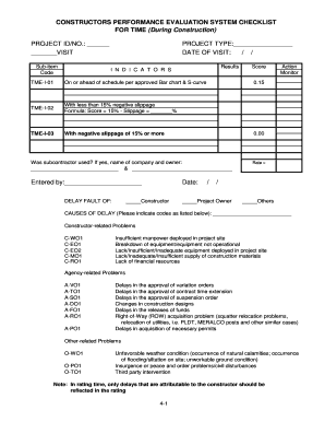 Constructor Performance Evaluation System Checklist