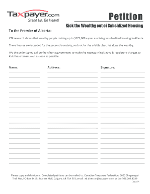 Petition to Remove Wealthy from Subsidized Housing