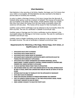 New Jersey Vital Statistics Application
