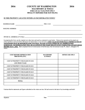Washington County Machinery and Tools Tax Form
