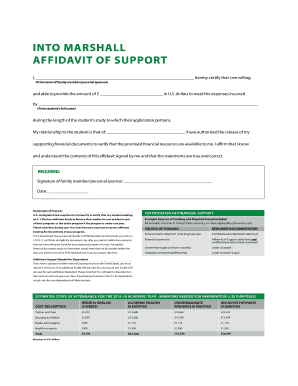 Affidavit of Support for INTO Marshall