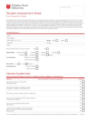 Student Assessment Form for GTE Status