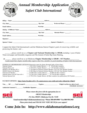 Safari Club International Membership Application