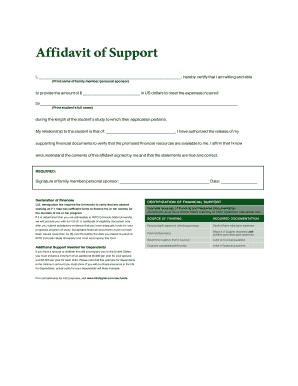 Affidavit of Support for F-1 Visa