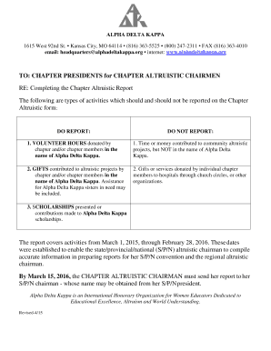 Chapter Altruistic Report
