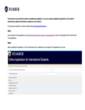 Humber College International Student Application