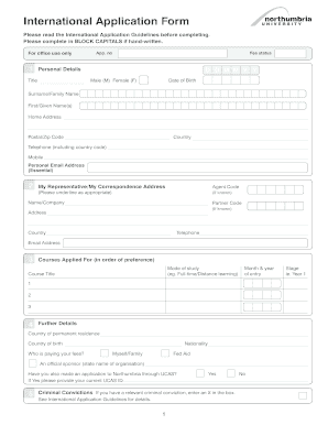 International Application Form