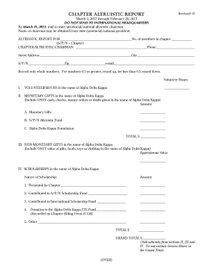 Chapter Altruistic Report