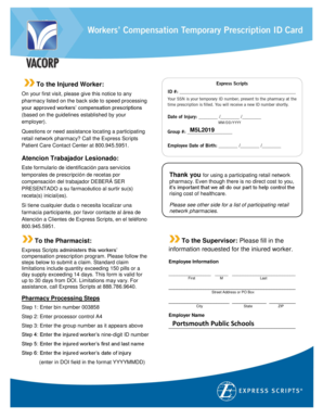 Workers' Compensation Prescription Form