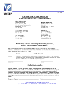 Virginia Worker's Compensation Physician Selection Form